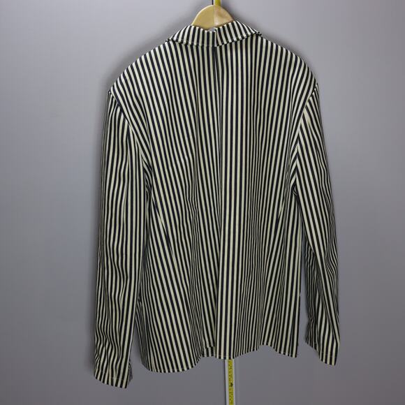 Handmade Striped Cotton Blazer w/ Satin Art Lining by Resurrection Approx 2XL - Picture 2 of 8